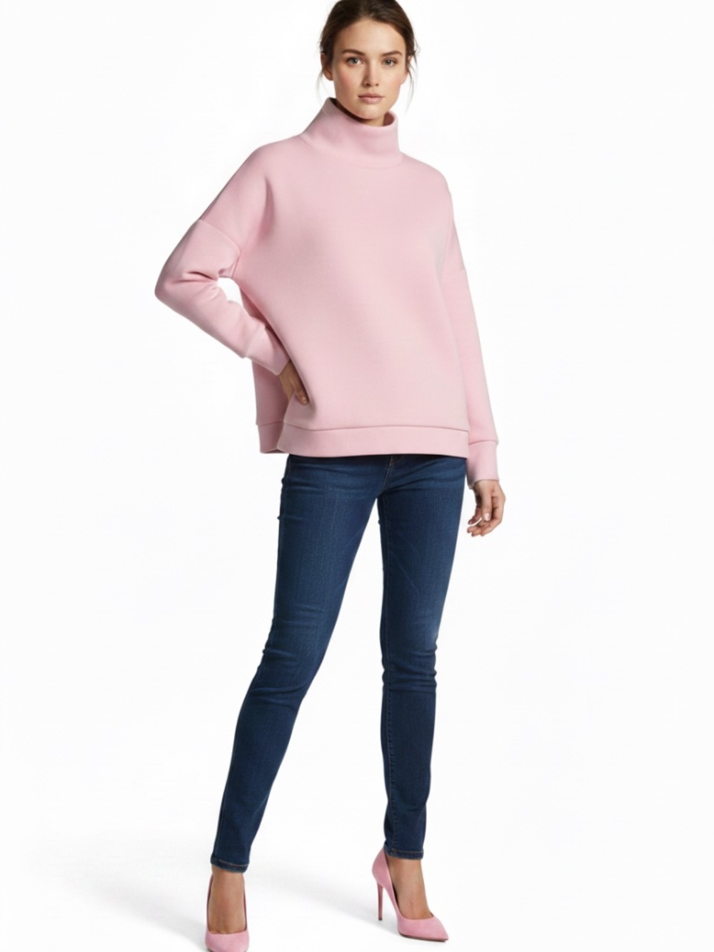 NEW Project Runway Funnel Neck Sweatshirt baby pink Small S